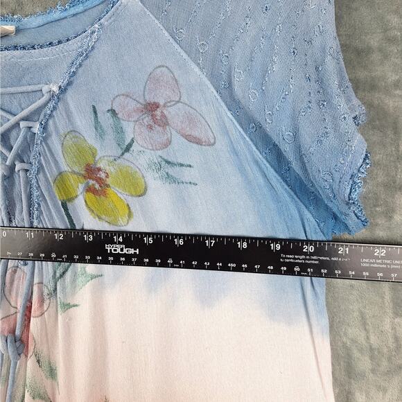 Womens Top Free Size Boho Festival Hippie Beach Vacation Cruise Floral Maxi - Picture 5 of 7